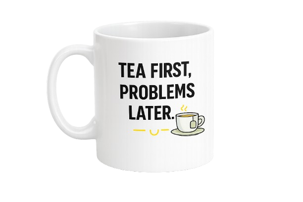 Tea First, Problems Later custom mug